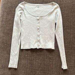 Brandy Melville, light blue ribbed henley.